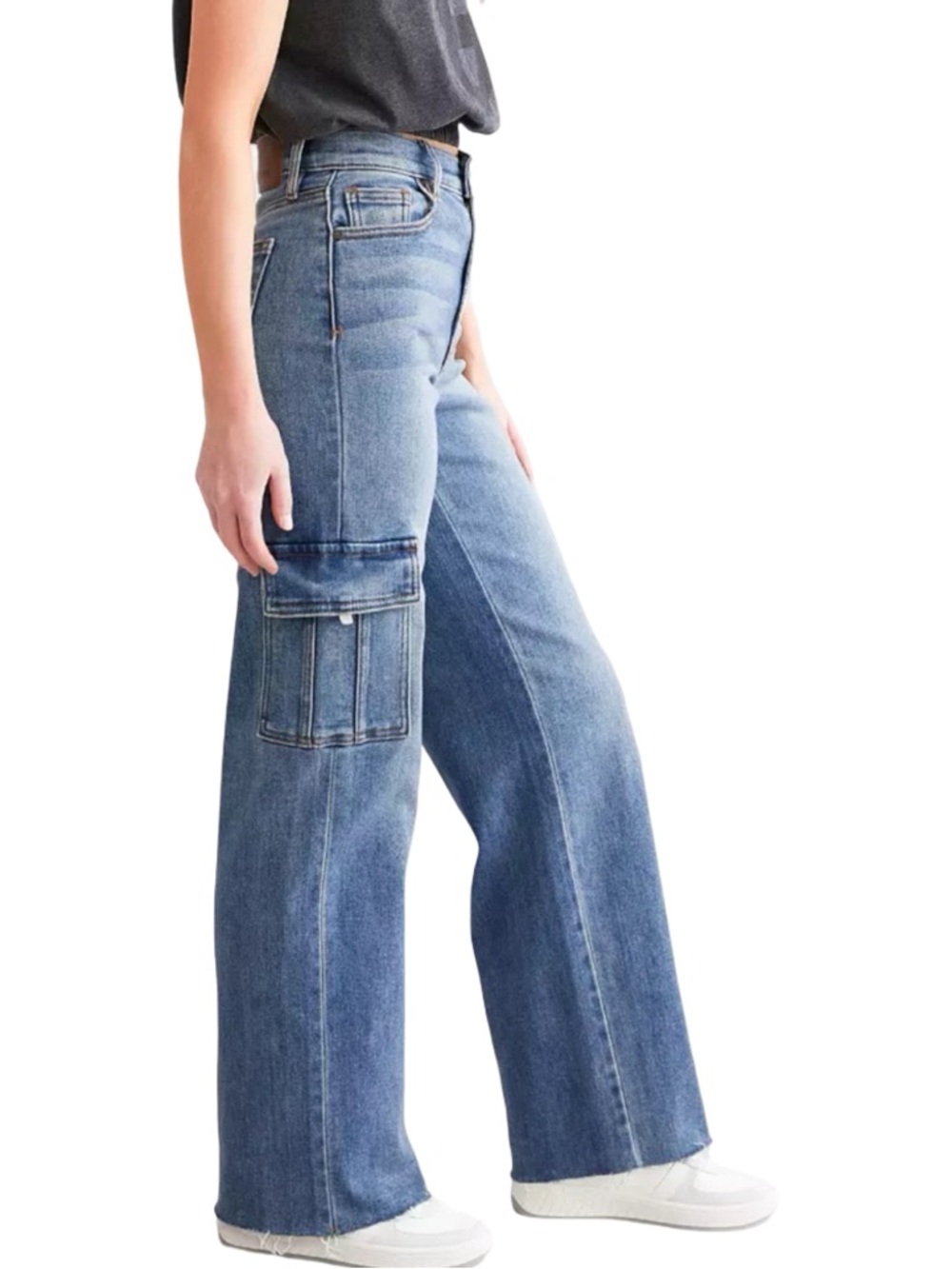 Hidden Logan Dad Cargo Wide Leg Jeans Size 25 Medium Wash - Picture 4 of 16